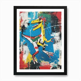 Abstract Paint Splash Primary Colour Dinosaur 5 Art Print