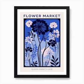 Blue Flower Market Poster Queen Annes Lace 3 Art Print