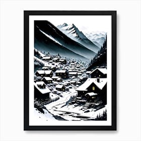 Village In The Snow Art Print