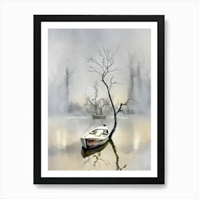 Boat In The Fog Art Print