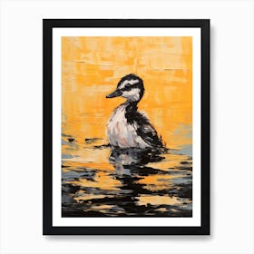 Orange & Grey Duckling Painting 1 Art Print