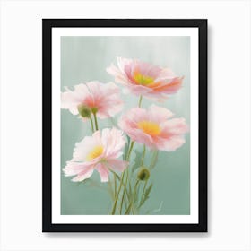 Daisies Flowers Acrylic Painting In Pastel Colours 2 Art Print