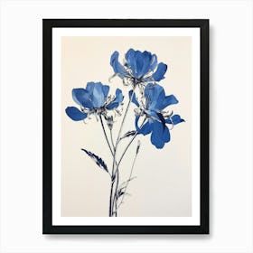 Blue Botanical Kangaroo Paw 2 Art Print