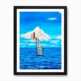 Out Of The Blue Spiral Staircase In Ocean Art Print