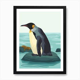 Emperor Penguin Sea Lion Island Minimalist Illustration 2 Art Print