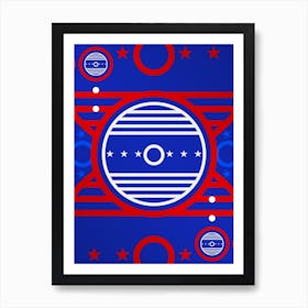 Geometric Abstract Glyph in White on Red and Blue Array n.0042 Art Print