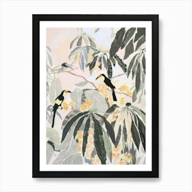 Toucans Pastels Jungle Illustration 3 Art Print