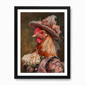 Victorian Animal Portrait, Royal Lady Chicken Vintage Print, Dressed Animal Altered Art, Renaissance Animal Printable Art, Animal Lover Gift Art Print