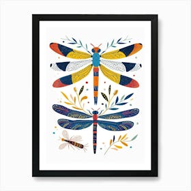 Colourful Insect Illustration Dragonfly 7 Art Print