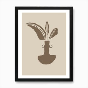 Plant In A Vase Line Drawing Art Print