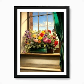 Flowers On The Window Sill Art Print