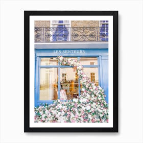 Floral Blue House London Art Print