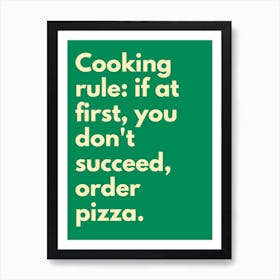 Cooking Rules Green Kitchen Typography Art Print