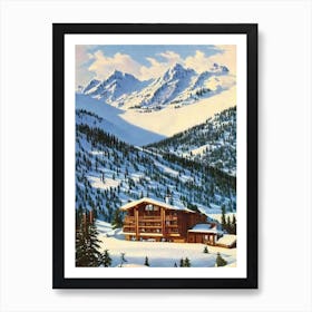 Pas De La Casa, Andorra Ski Resort Vintage Landscape 1 Skiing Poster Art Print