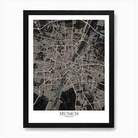 Munich Black Blue Art Print