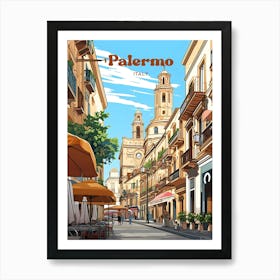 Palermo Italy Modern Travel Illustration Art Print