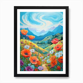 Poppies In The Valley Art Print