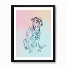 Watercolour Rottweiler Dog Line Illustration 2 Art Print