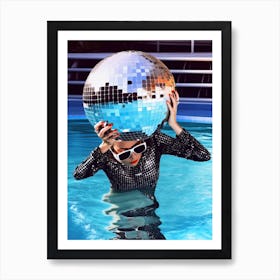Woman Pool Disco Ball Fashion Photography 4 Art Print