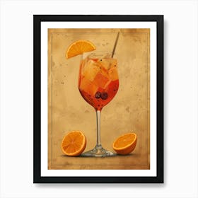 Cocktail With Orange Slices Art Print