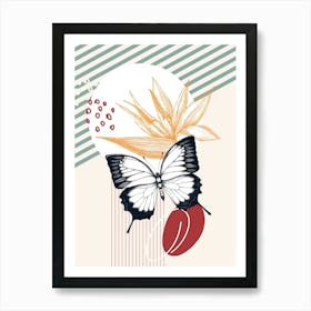 Butterfly And Flowers Art Print