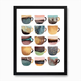 Pretty Earthy Coffee Cups Art Print