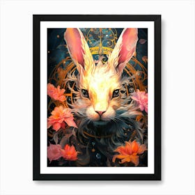 Rabbit With Flowers Art Print