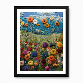 Wild Flowers Knitted In Crochet 5 Art Print