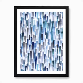 Watercolor Brushstrokes Classic Blue Indigo Art Print