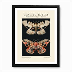 Velvet Butterflies Collection Night Butterflies William Morris Style 5 Art Print