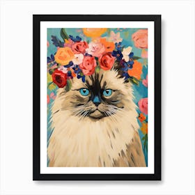 Himalayan Cat With A Flower Crown Painting Matisse Style Art Print