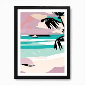 Muri Beach Cook Islands Muted Pastel Tropical Destination Art Print