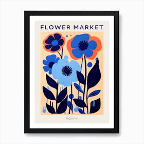 Blue Flower Market Poster Poppy 3 Art Print