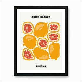 The Fruit Market Lemons Illustration Maximalist Art Print