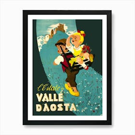 Aosta Valley, Kids On A Trail Art Print