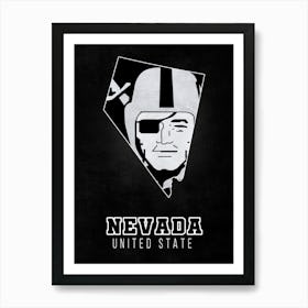 Las Vegas Raiders Nevada State Map Art Print