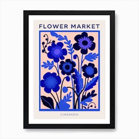 Blue Flower Market Poster Cineraria 3 Art Print