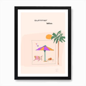 Beach & Pamltree Art Print
