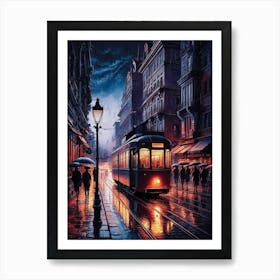 Night On The Street 1 Art Print