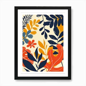 Botanical Tropical Leaves Groovy 10 Art Print