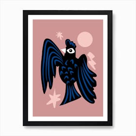 Moon And Stars Raven Art Print