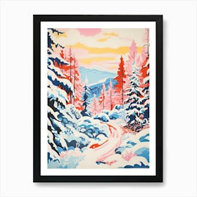 Winter Snow Snow Coniferous Forest Illustration 2 Art Print