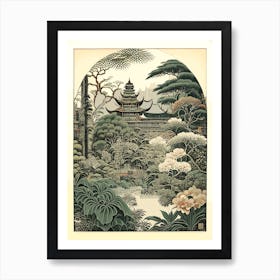 Yuyuan Garden, China Vintage Botanical Art Print