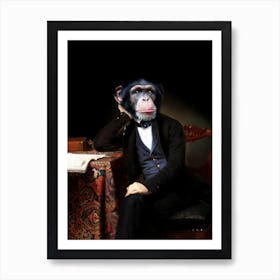 Dreamer Gentleman Beau Chimpansee Pet Portraits Póster