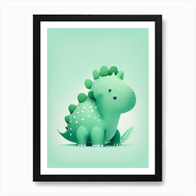 Heterodontosaurus Cute Mint Dinosaur Art Print