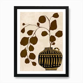 Vase With Leaves 5 Art Print