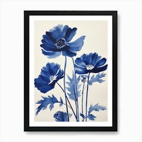 Blue Botanical Anemone 4 Art Print