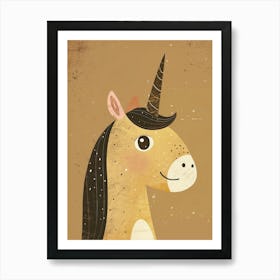 Muted Pastel Unicorn Portrait Kids Storybook 4 Art Print