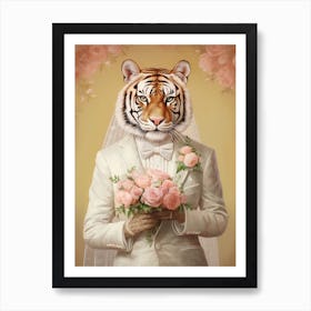 Tiger Illustrations Wearing A Wedding Tuxedo Art Print