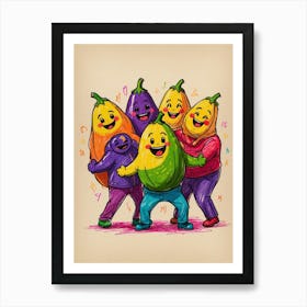 Happy Group Of Peppers Art Print